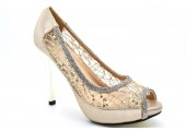 Mesh Glitter Bridesmaid High Heel Platform Peeptoe Sandals