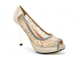 Mesh Glitter Bridesmaid High Heel Platform Peeptoe Sandals